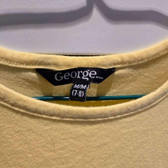 George Girls M (7/8) Yellow Tutu Dress Cap Sleeve Gold Sparkle Waistband - Picture 2 of 2